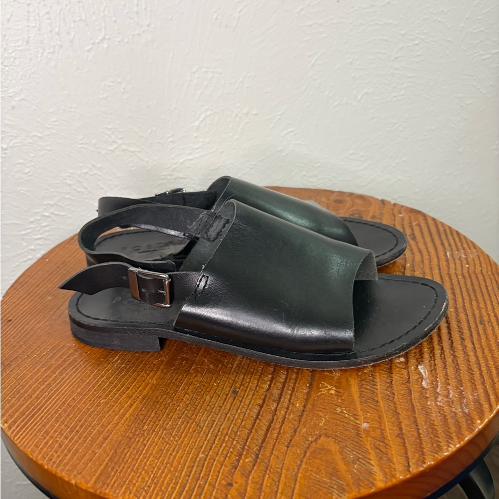Poetry Black Leather Sandals